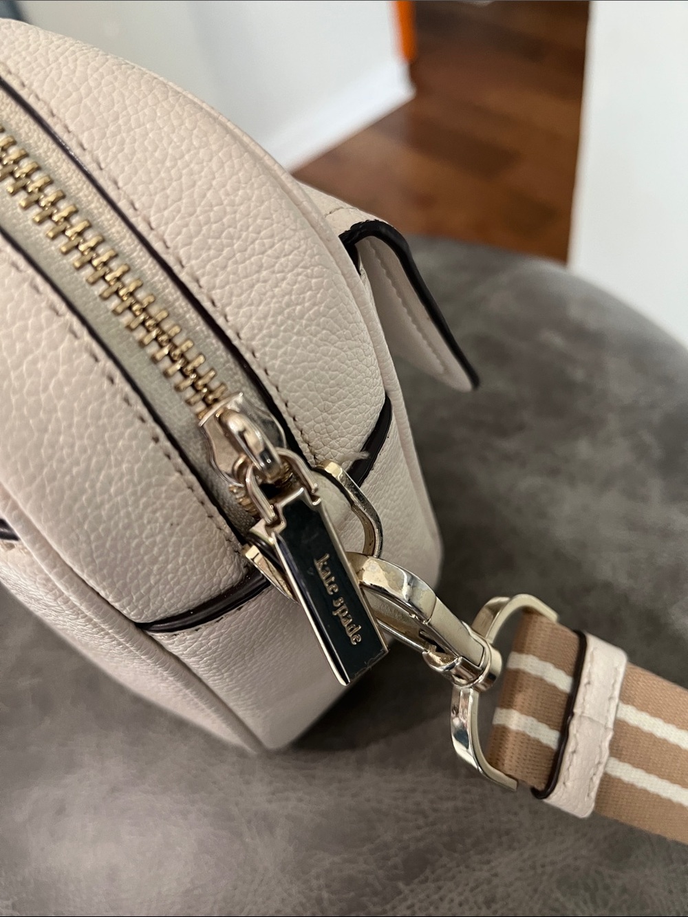 kate spade Cream Leather Crossbody with Striped Strap - Picture 5 of 8